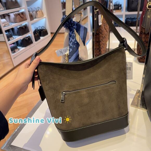 NWT Coach Jude Duffle Bag CCL10 Suede Army Green - Picture 4 of 7